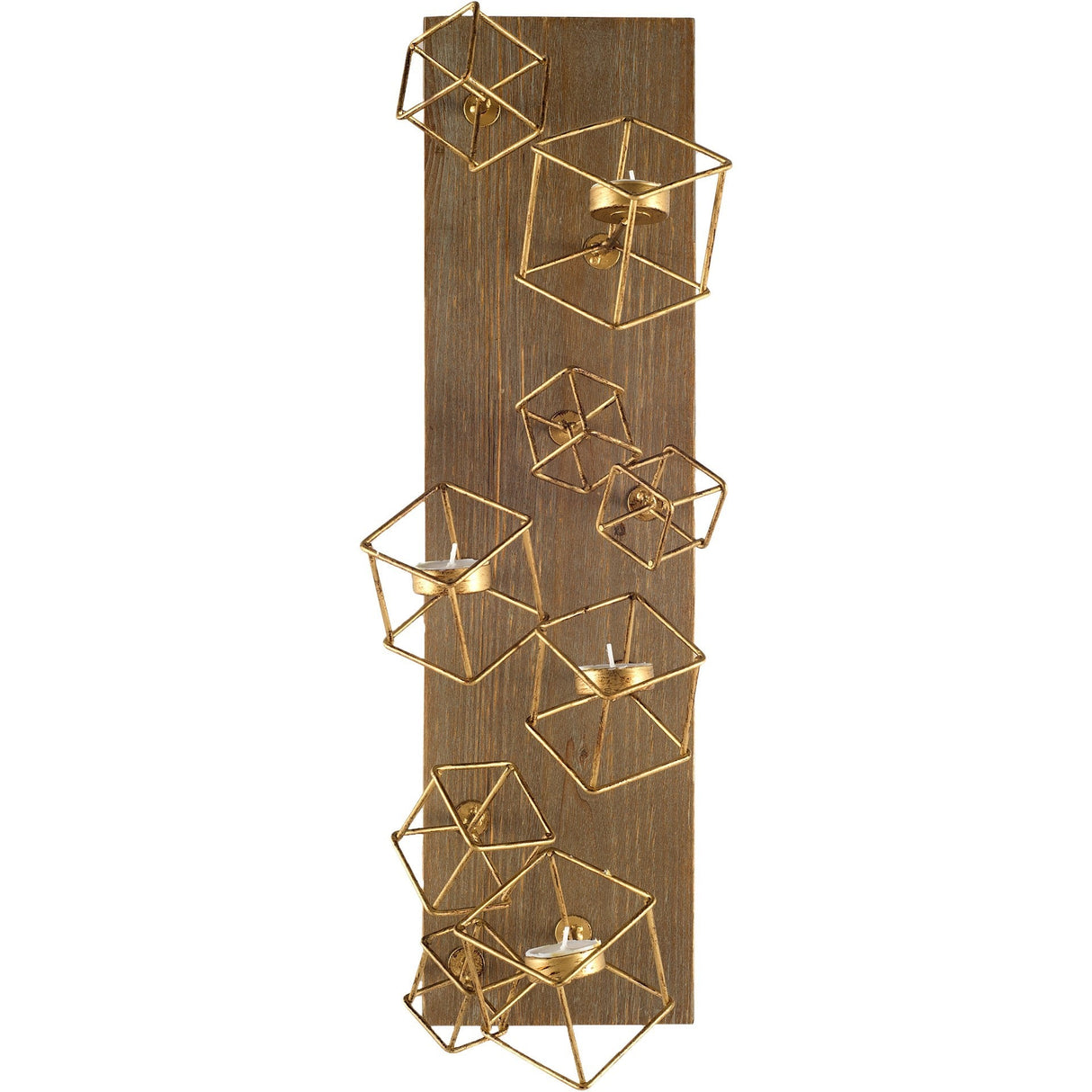 Salvador I Wood Based Brass Metal Cube Wall Candle Holder by Mercana at Eve Furniture