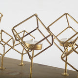Salvador II Wood Base Brass Cube Tea Light Table Candle Holder by Mercana at Eve Furniture