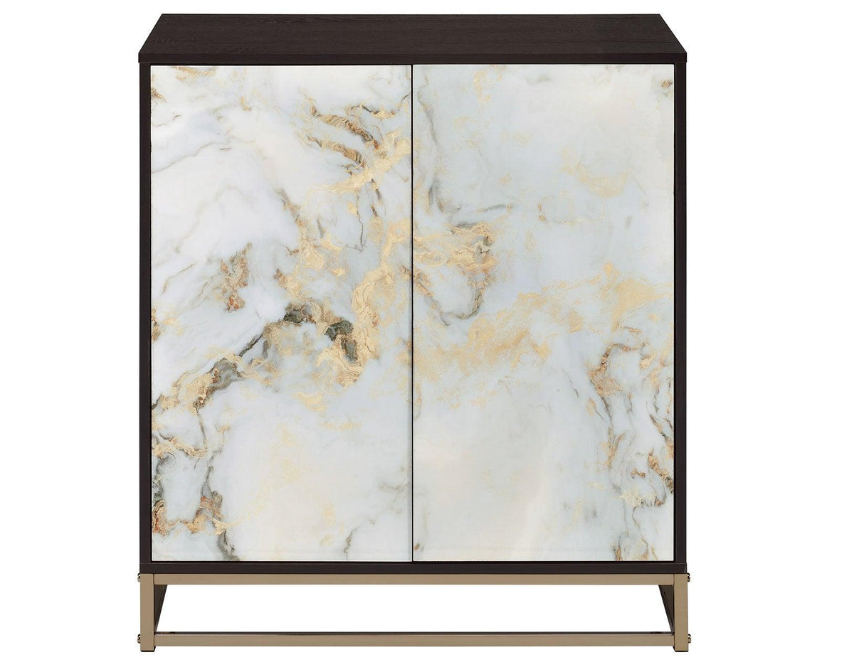 Salvador Champagne/Black 2-Door Cabinet with Faux-Marble Doors by Steve Silver at Eve Furniture