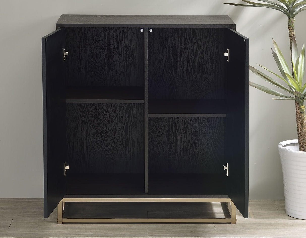 Salvador Champagne/Black 2-Door Cabinet with Faux-Marble Doors by Steve Silver at Eve Furniture