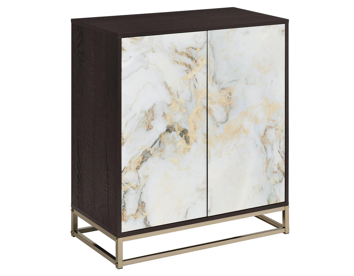 Salvador Champagne/Black 2-Door Cabinet with Faux-Marble Doors by Steve Silver at Eve Furniture