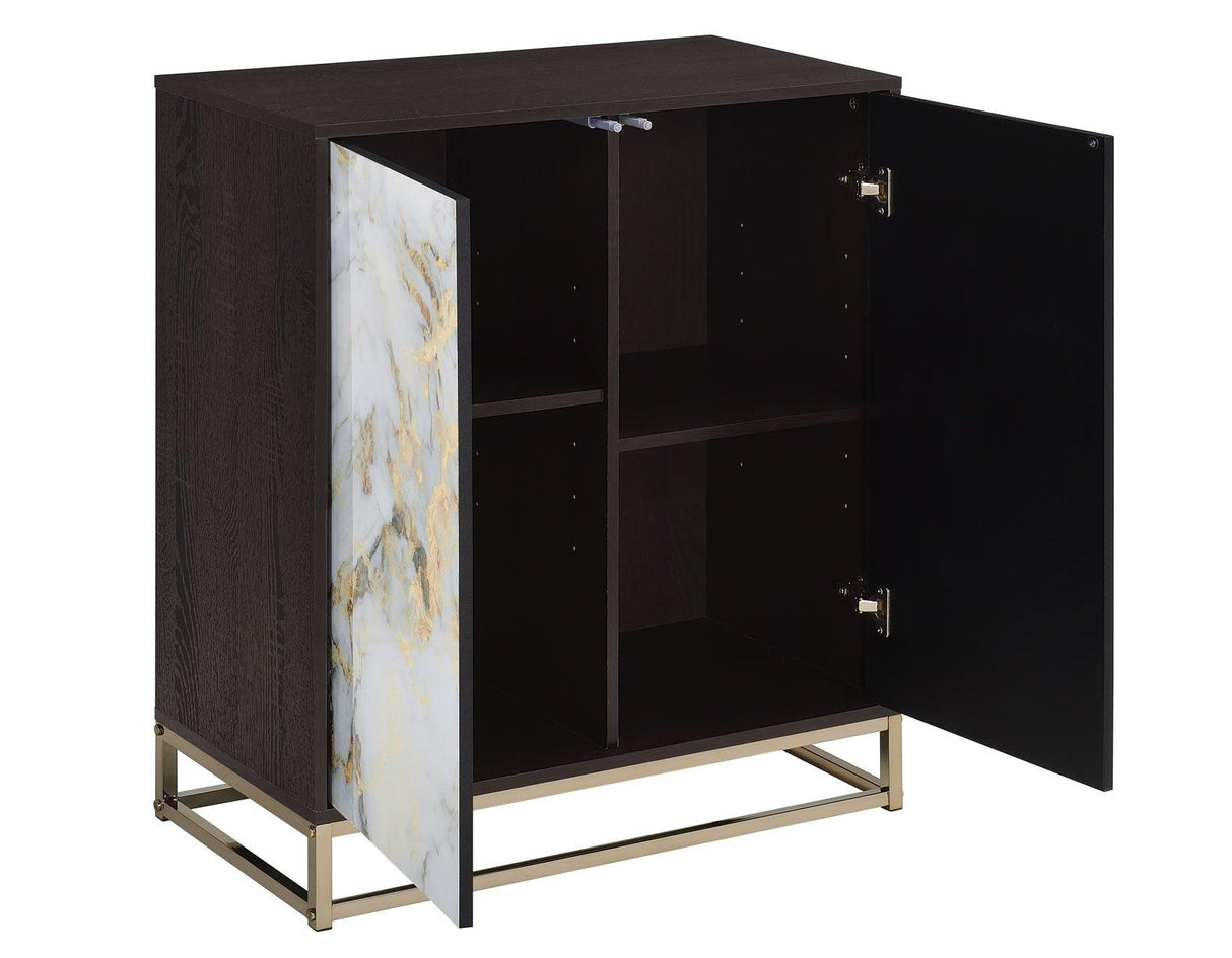 Salvador Champagne/Black 2-Door Cabinet with Faux-Marble Doors by Steve Silver at Eve Furniture