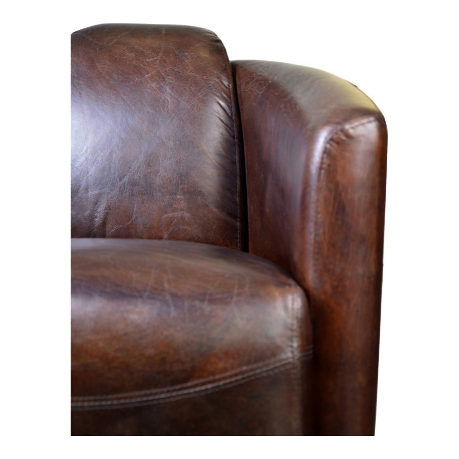 Salzburg Club Chair Dark Brown Leather by Moe's Home at Eve Furniture