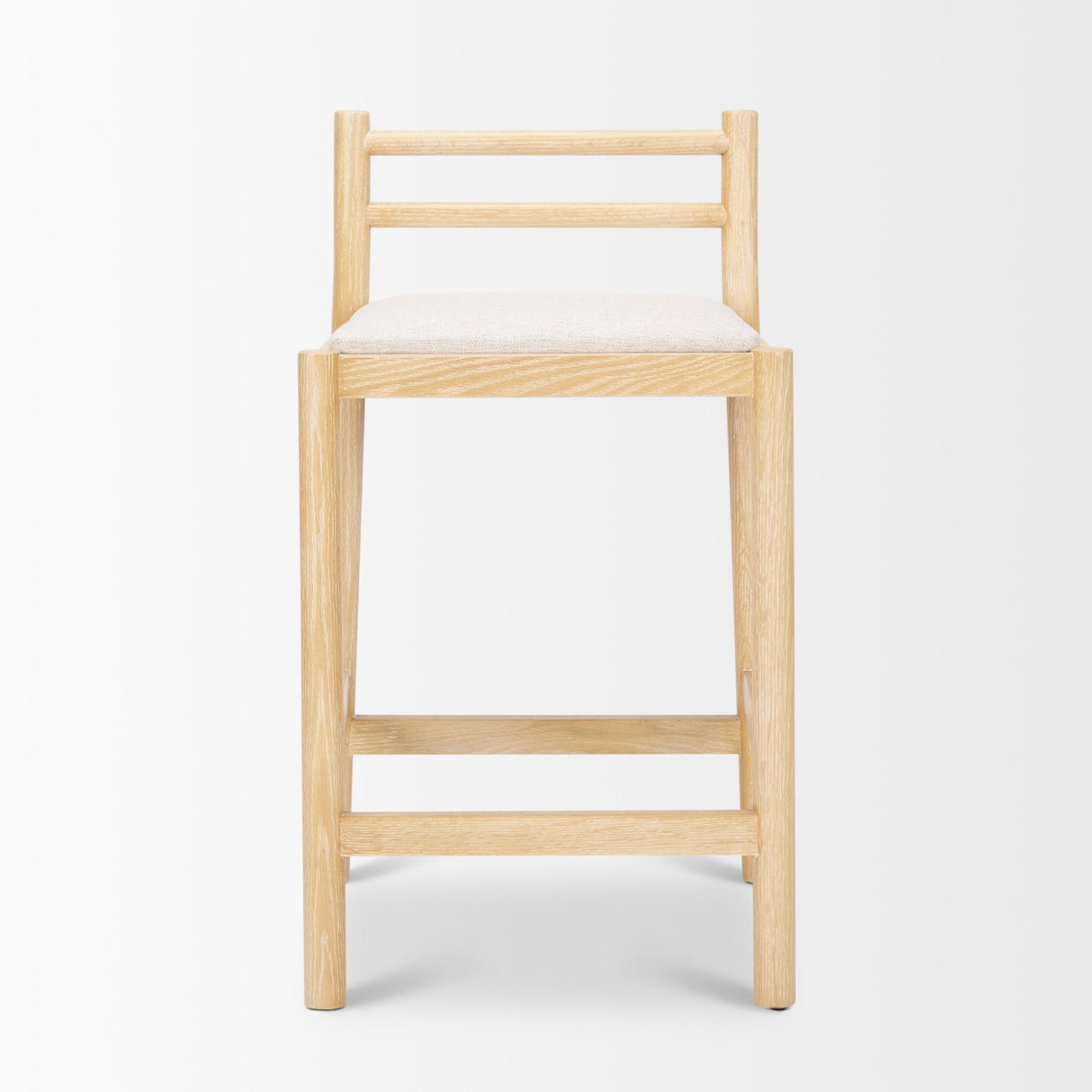 Sam Counter Stool W/ Light Brown Wood Frame and Beige Upholstered Seat by Mercana at Eve Furniture