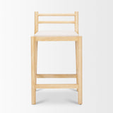 Sam Counter Stool W/ Light Brown Wood Frame and Beige Upholstered Seat by Mercana at Eve Furniture