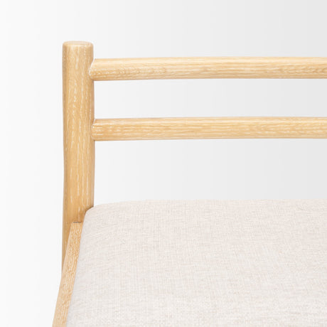 Sam Counter Stool W/ Light Brown Wood Frame and Beige Upholstered Seat by Mercana at Eve Furniture