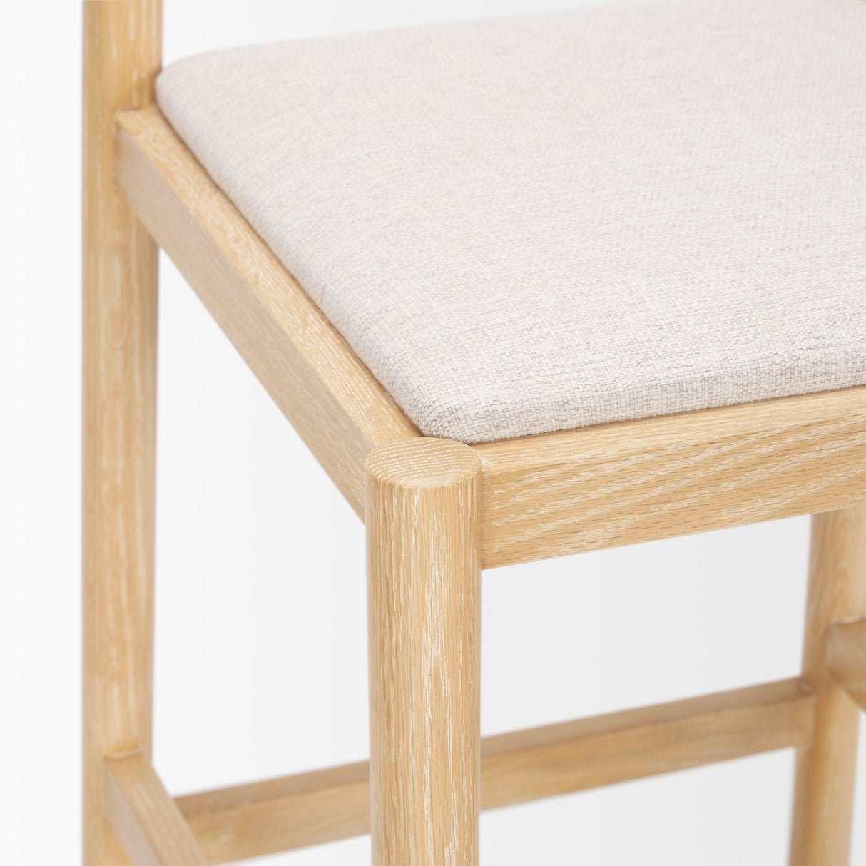 Sam Counter Stool W/ Light Brown Wood Frame and Beige Upholstered Seat by Mercana at Eve Furniture