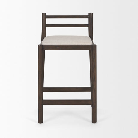 Sam Dark Brown Wood w/ Cream Fabric Counter Stool by Mercana at Eve Furniture