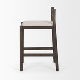 Sam Dark Brown Wood w/ Cream Fabric Counter Stool by Mercana at Eve Furniture