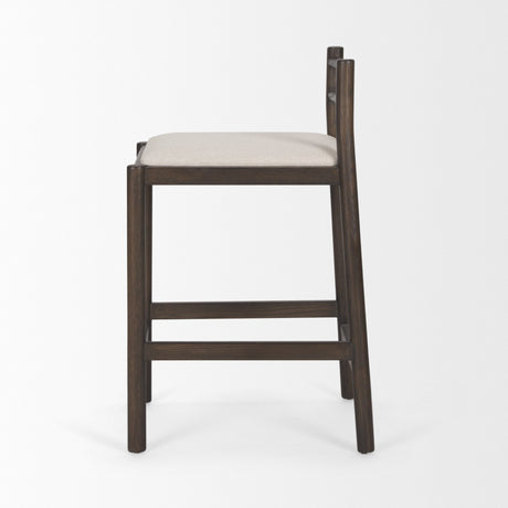 Sam Dark Brown Wood w/ Cream Fabric Counter Stool by Mercana at Eve Furniture