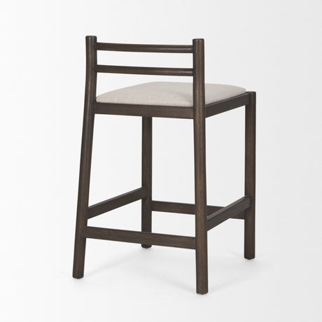 Sam Dark Brown Wood w/ Cream Fabric Counter Stool by Mercana at Eve Furniture