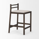 Sam Dark Brown Wood w/ Cream Fabric Counter Stool by Mercana at Eve Furniture