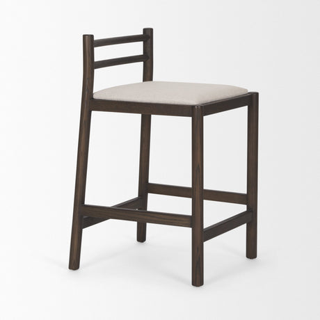 Sam Dark Brown Wood w/ Cream Fabric Counter Stool by Mercana at Eve Furniture