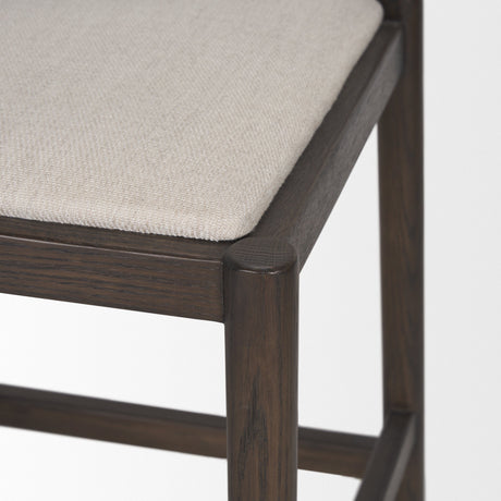 Sam Dark Brown Wood w/ Cream Fabric Counter Stool by Mercana at Eve Furniture