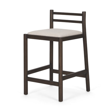 Sam Dark Brown Wood w/ Cream Fabric Counter Stool by Mercana at Eve Furniture