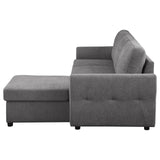 Samantha Grey Upholstered Sleeper Sofa Sectional with Storage Chaise by Coaster at Eve Furniture