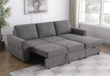 Samantha Grey Upholstered Sleeper Sofa Sectional with Storage Chaise by Coaster at Eve Furniture