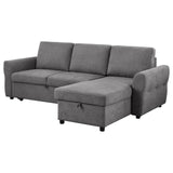 Samantha Grey Upholstered Sleeper Sofa Sectional with Storage Chaise by Coaster at Eve Furniture
