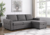 Samantha Grey Upholstered Sleeper Sofa Sectional with Storage Chaise by Coaster at Eve Furniture