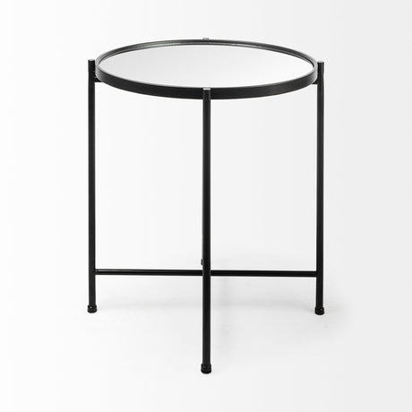 Samantha (Small) Black Mirror Top Accent Table by Mercana at Eve Furniture