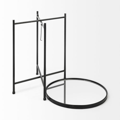 Samantha (Small) Black Mirror Top Accent Table by Mercana at Eve Furniture