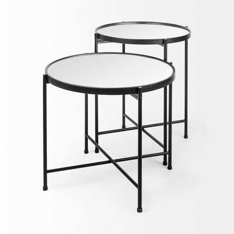 Samantha (Small) Black Mirror Top Accent Table by Mercana at Eve Furniture