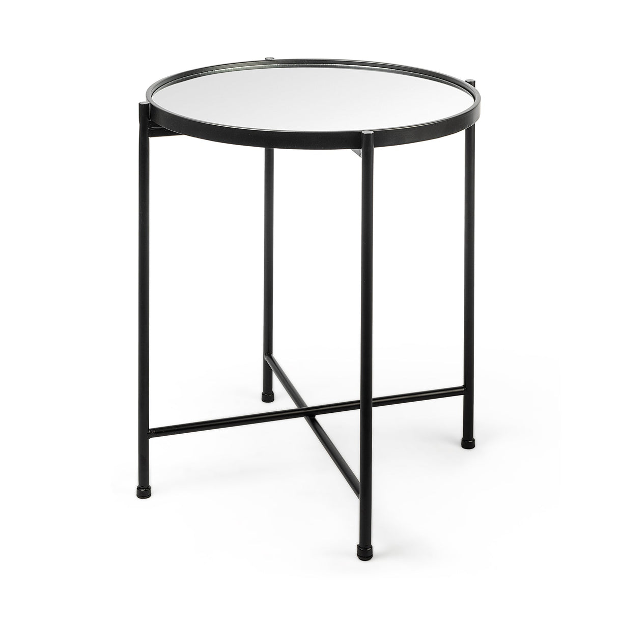 Samantha (Small) Black Mirror Top Accent Table by Mercana at Eve Furniture