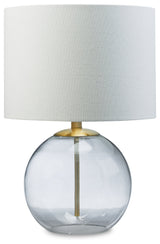 Samder 2-Piece Table Lamp Set in Clear/Brass Finish by Ashley at Eve Furniture