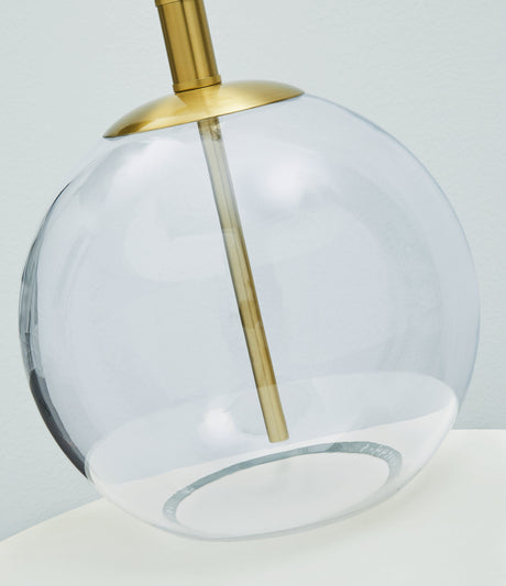 Samder 2-Piece Table Lamp Set in Clear/Brass Finish by Ashley at Eve Furniture