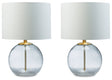 Samder 2-Piece Table Lamp Set in Clear/Brass Finish by Ashley at Eve Furniture