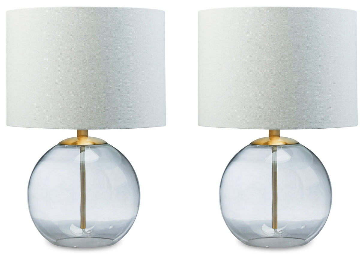 Samder 2-Piece Table Lamp Set in Clear/Brass Finish by Ashley at Eve Furniture