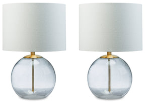 Samder 2-Piece Table Lamp Set in Clear/Brass Finish by Ashley at Eve Furniture