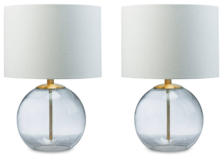 Samder 2-Piece Table Lamp Set in Clear/Brass Finish by Ashley at Eve Furniture
