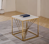 Samira Cream Marble Table Set with Metal Base