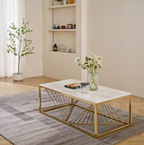 Samira Cream Marble Table Set with Metal Base