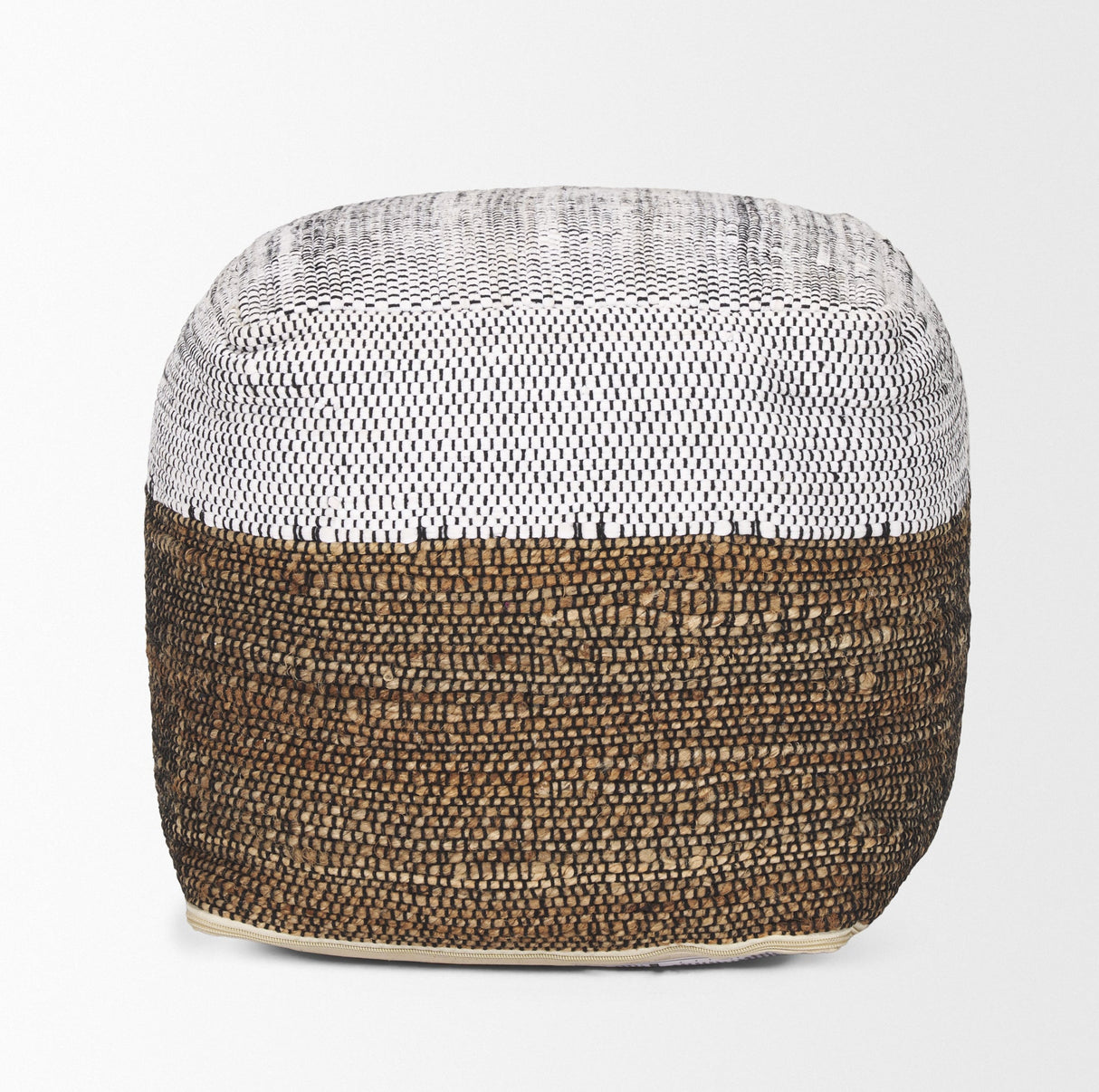 Samiya Jute w/ White Cotton Pouf by Mercana at Eve Furniture