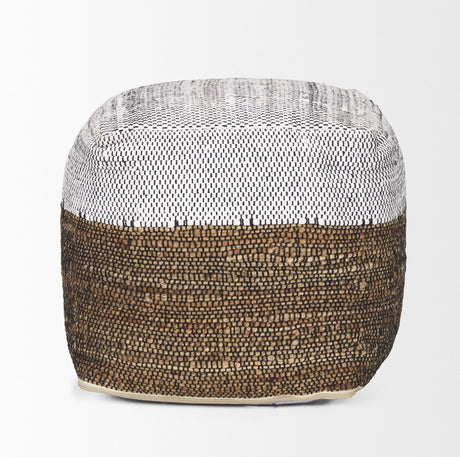Samiya Jute w/ White Cotton Pouf by Mercana at Eve Furniture