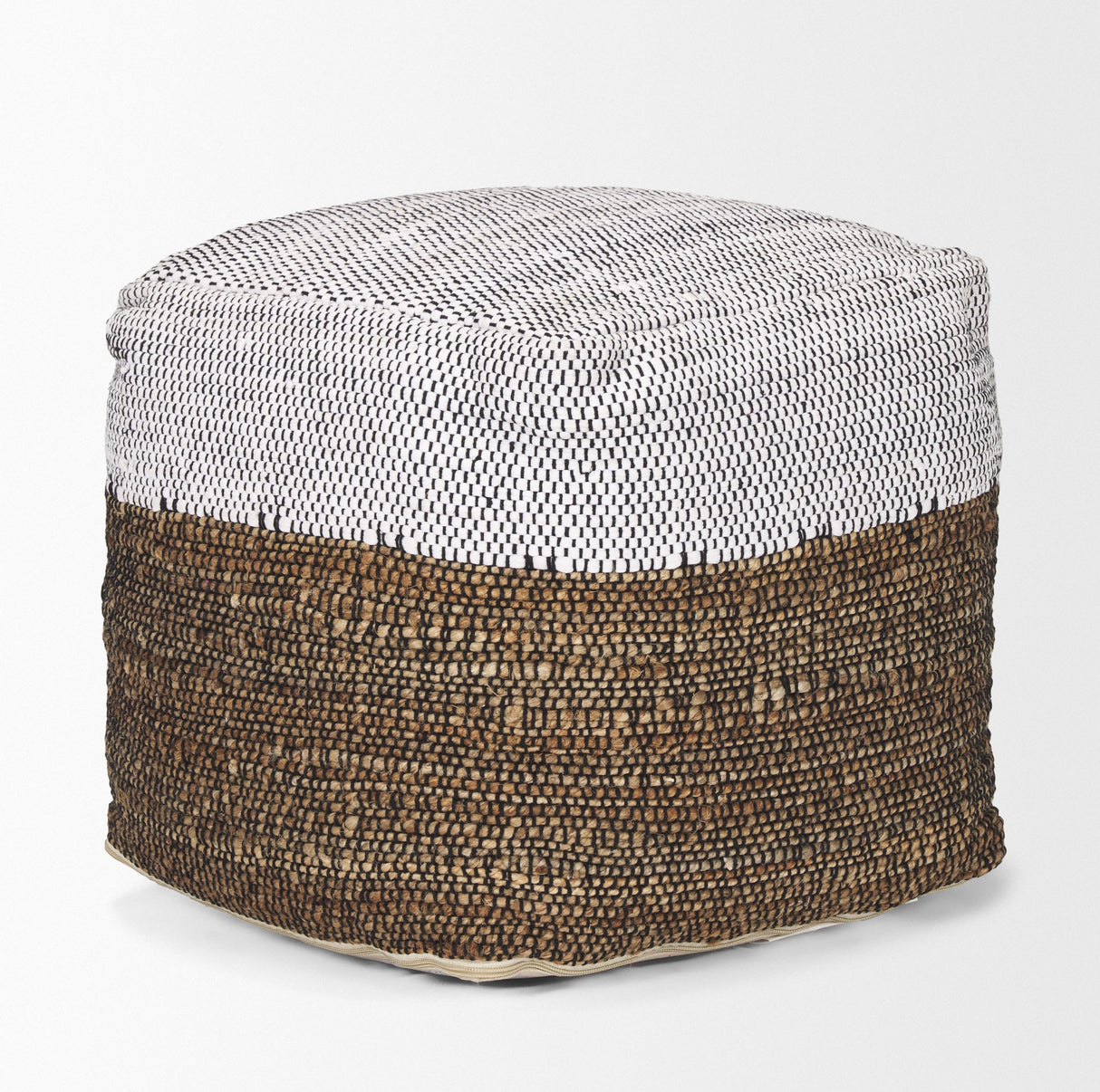 Samiya Jute w/ White Cotton Pouf by Mercana at Eve Furniture