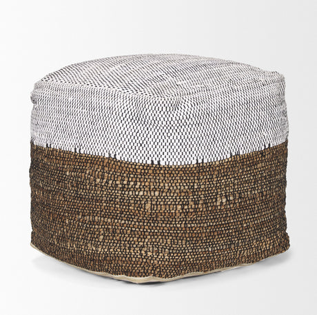 Samiya Jute w/ White Cotton Pouf by Mercana at Eve Furniture