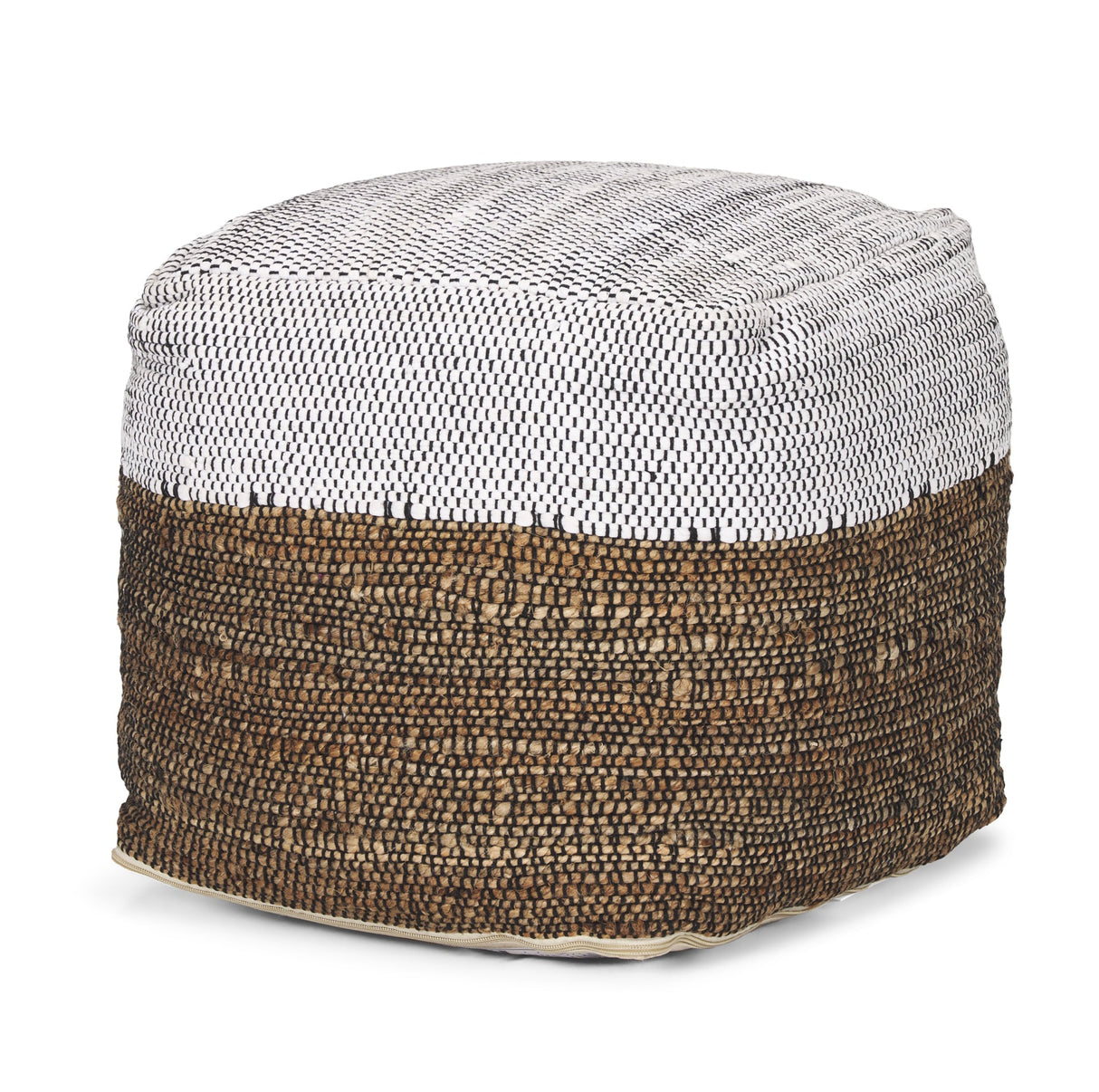 Samiya Jute w/ White Cotton Pouf by Mercana at Eve Furniture