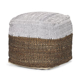 Samiya Jute w/ White Cotton Pouf by Mercana at Eve Furniture