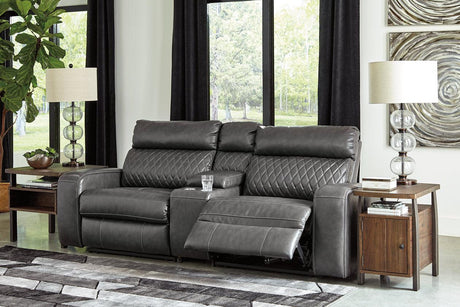 Samperstone Gray 3-Piece Power Reclining Modular Loveseat by Ashley at Eve Furniture