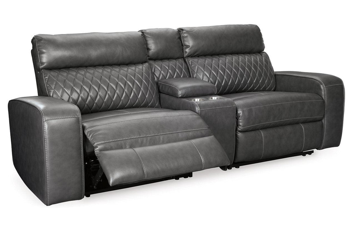 Samperstone Gray 3-Piece Power Reclining Modular Loveseat by Ashley at Eve Furniture