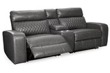 Samperstone Gray 3-Piece Power Reclining Modular Loveseat by Ashley at Eve Furniture