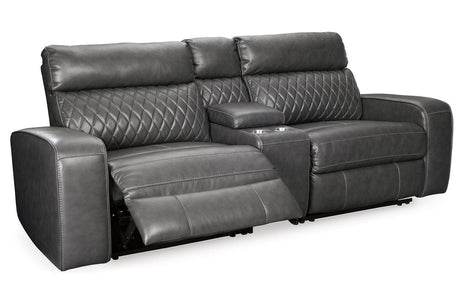 Samperstone Gray 3-Piece Power Reclining Modular Loveseat by Ashley at Eve Furniture