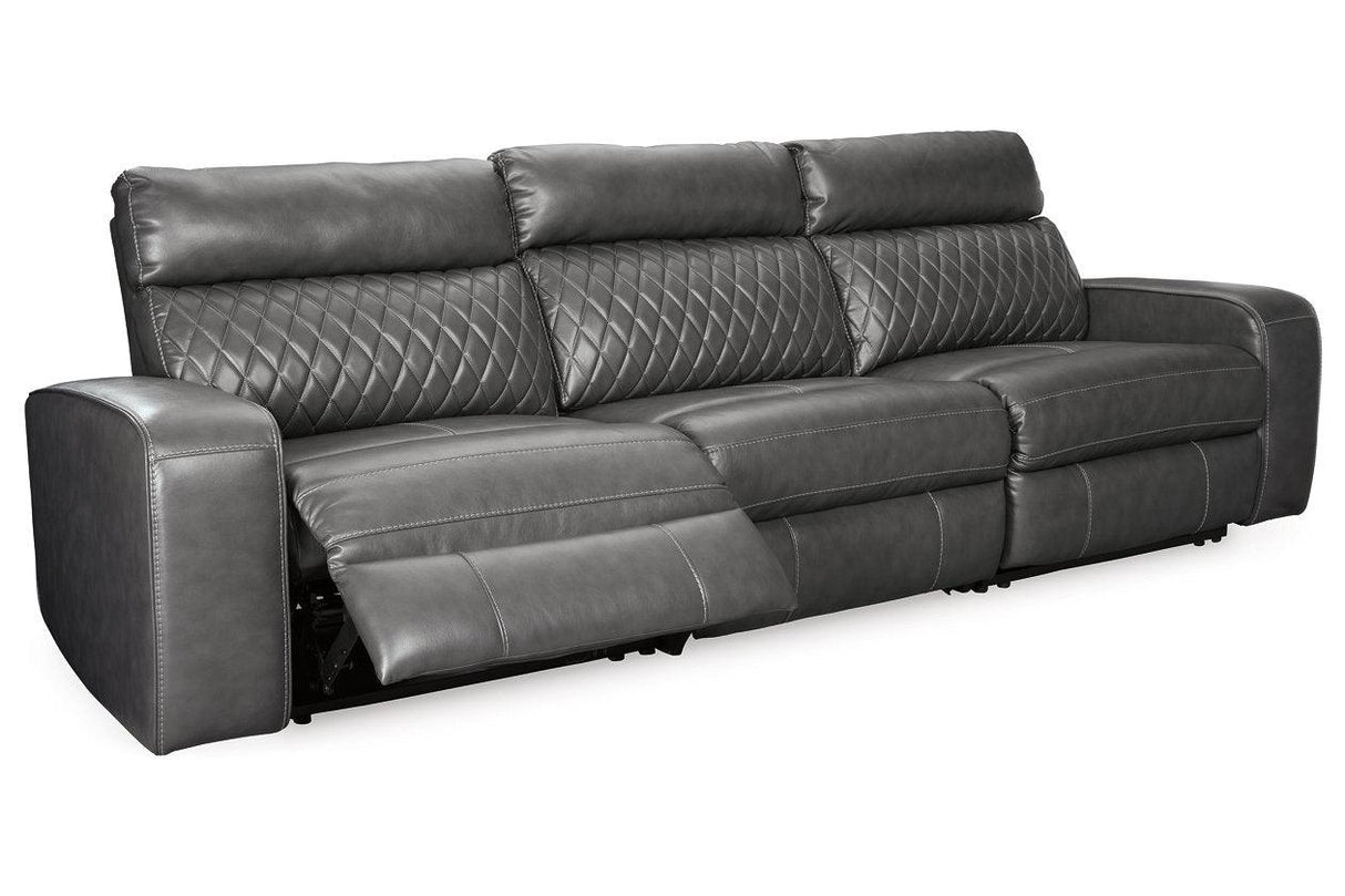 Samperstone Gray 3-Piece Power Reclining Sectional Sofa by Ashley at Eve Furniture