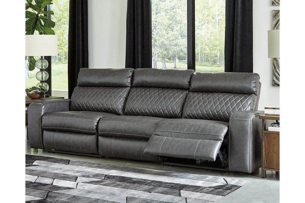 Samperstone Gray 3-Piece Power Reclining Sectional Sofa by Ashley at Eve Furniture