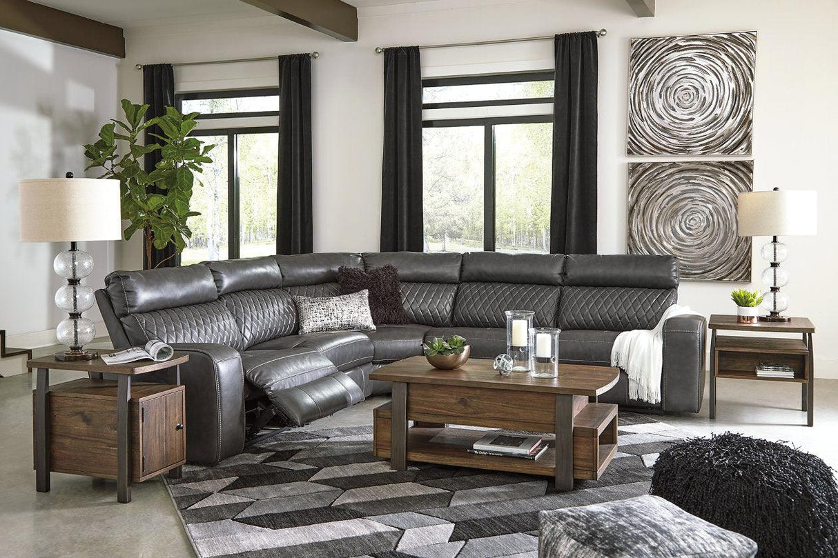 Samperstone Gray 5-Piece Power Reclining Modular Sectional by Ashley at Eve Furniture