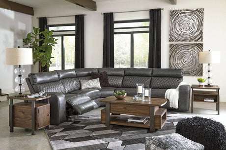 Samperstone Gray 5-Piece Power Reclining Modular Sectional by Ashley at Eve Furniture