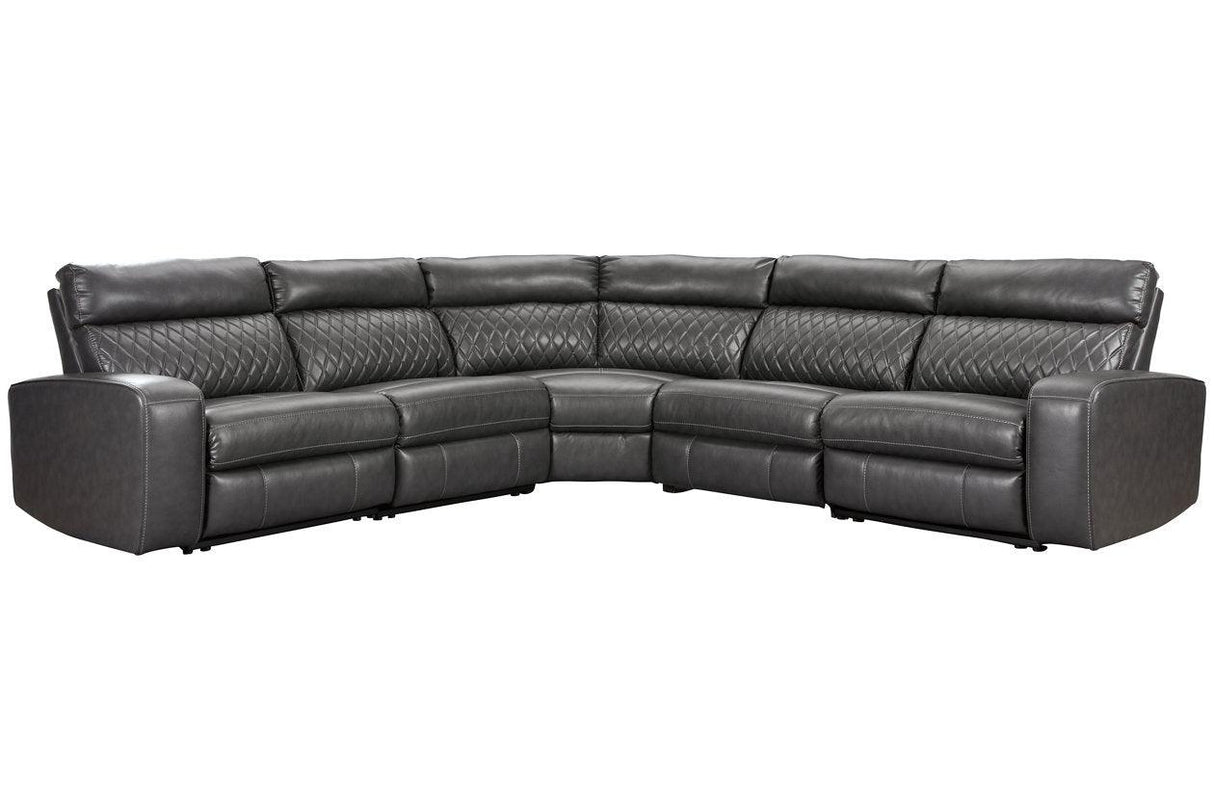 Samperstone Gray 5-Piece Power Reclining Modular Sectional by Ashley at Eve Furniture